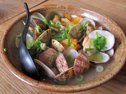 Baby Clams and Girolles Steamed in Sake