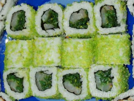 Рецепт ролла "Изумрудный" с морским окунем и кайсо | суши, роллы, сашими