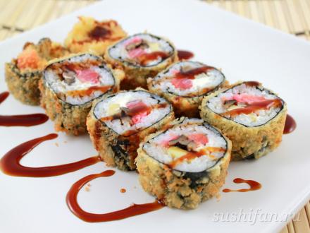 Вкусный ролл в темпуре | суши, роллы, сашими