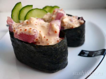 Острые суши с тунцом | суши, роллы, сашими