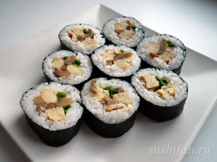 Футомаки с томаго и шампиньонами | суши, роллы, сашими